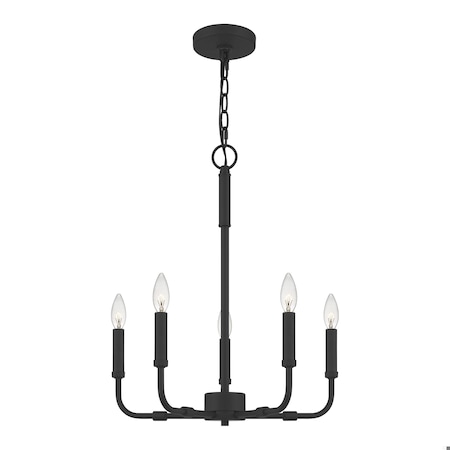 Quoizel Abner Chandelier, 5 Light, Matte Black ABR5018MBK